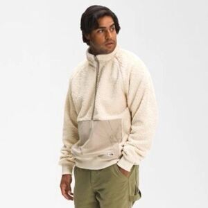 The North Face Men Ridge Bleached Sand 1/4-Zip Fleece Pullover Jacket  SZ Small